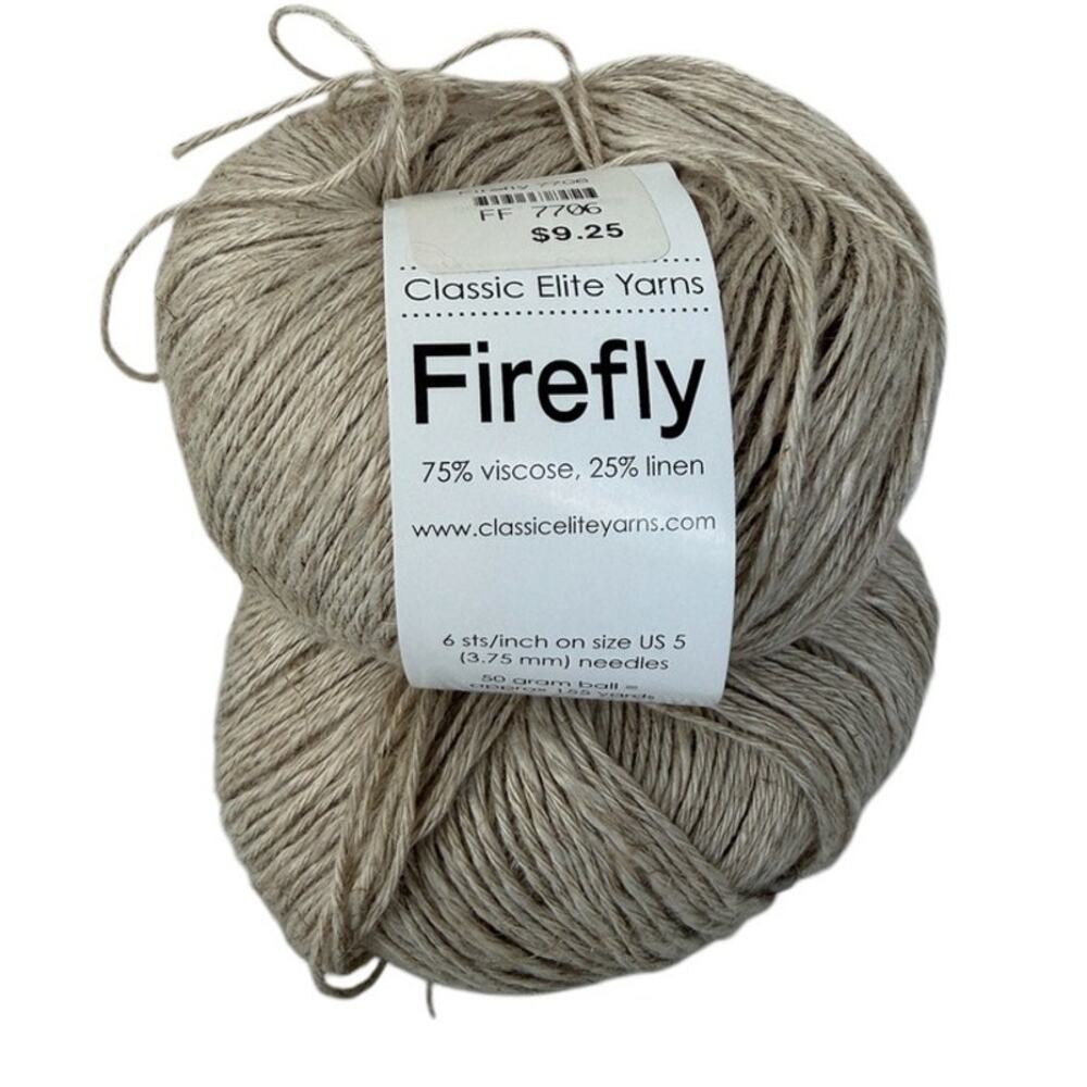 Classic Elite Yarns Firefly Tan Color # 7706 Lot 4746 50 Gr Ball Lot of 2